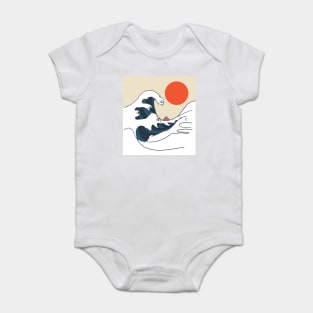 The Great Wave of Pugs Baby Bodysuit